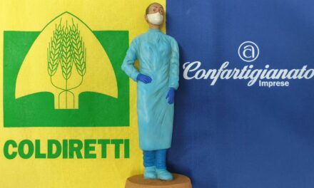 domani a cagliari alle ore 10.00, Confartigianato e Coldiretti di Cagliari consegnano al Vescovo Baturi la statuina dell’operatrice sanitaria anti-Covid, munita di mascherina.